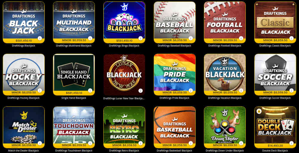 Colorful blackjack options at DraftKings Casino